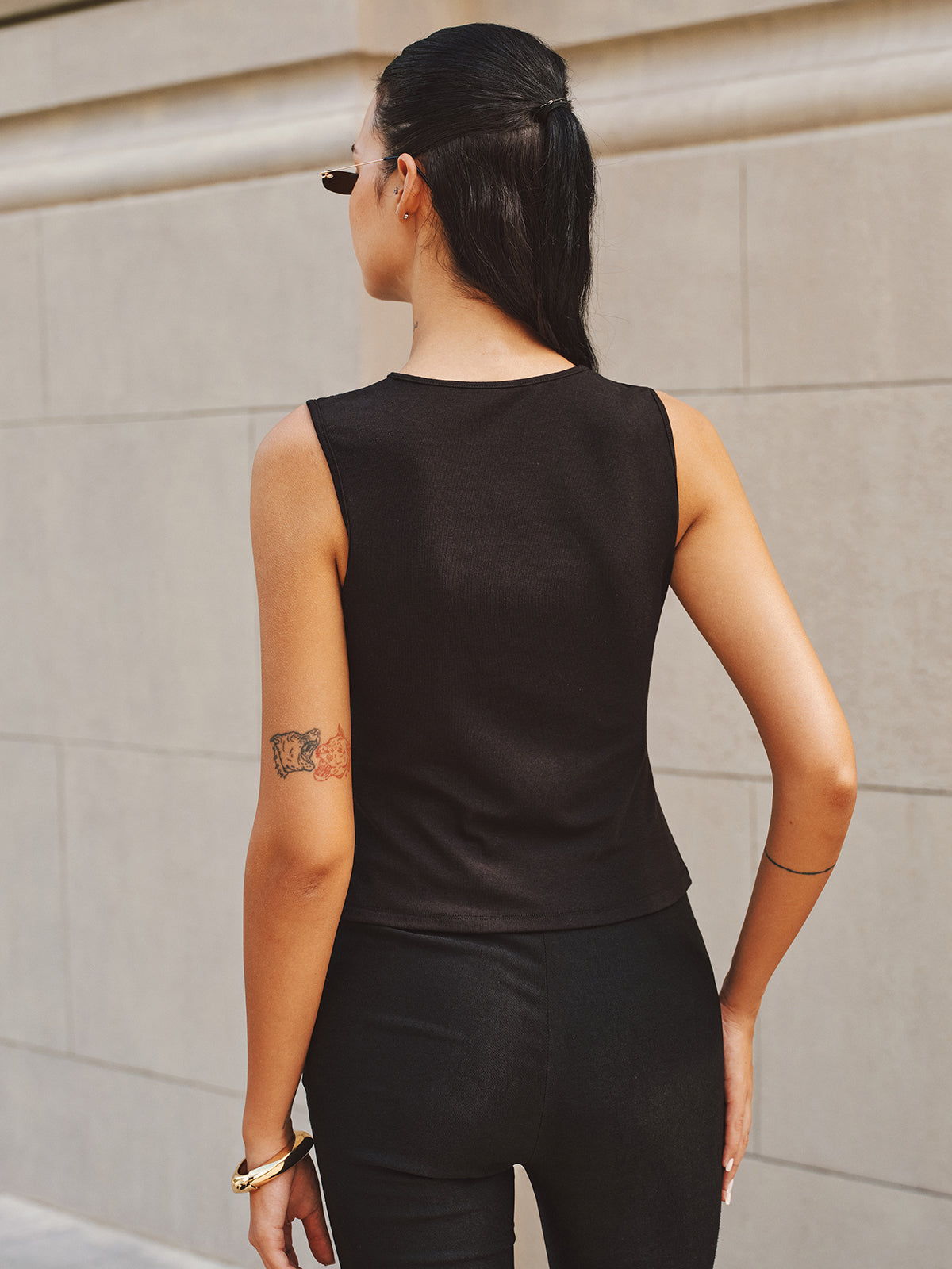 Metal Detail Sleeveless Tank Top for Women, Casual Summer Wear