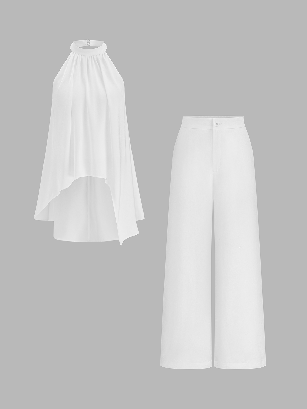 Halter Asymmetric Hem Top & Pants Set for Women Casual Wear