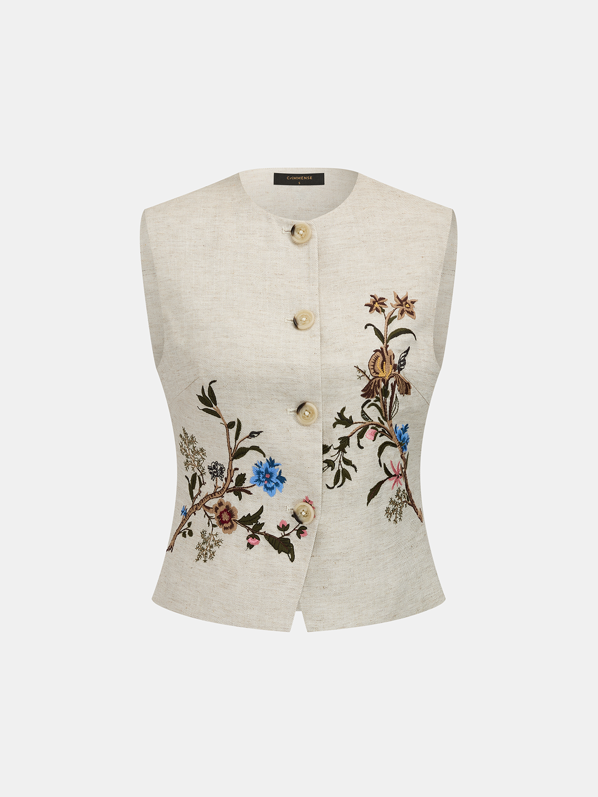 Floral Embossed Linen Blend Vest Lightweight Spring Essentials