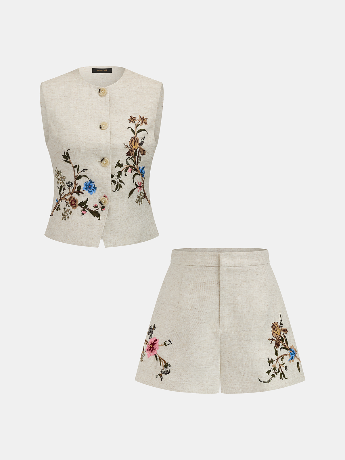 Floral Embossed Linen Blend Vest Lightweight Spring Essentials