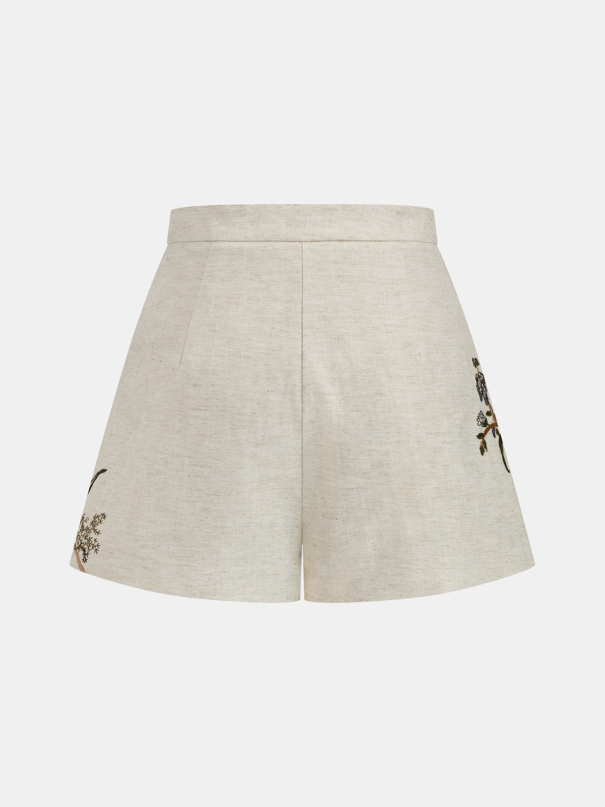 Floral Embroidered Linen Blend Shorts for Women Comfort Fit