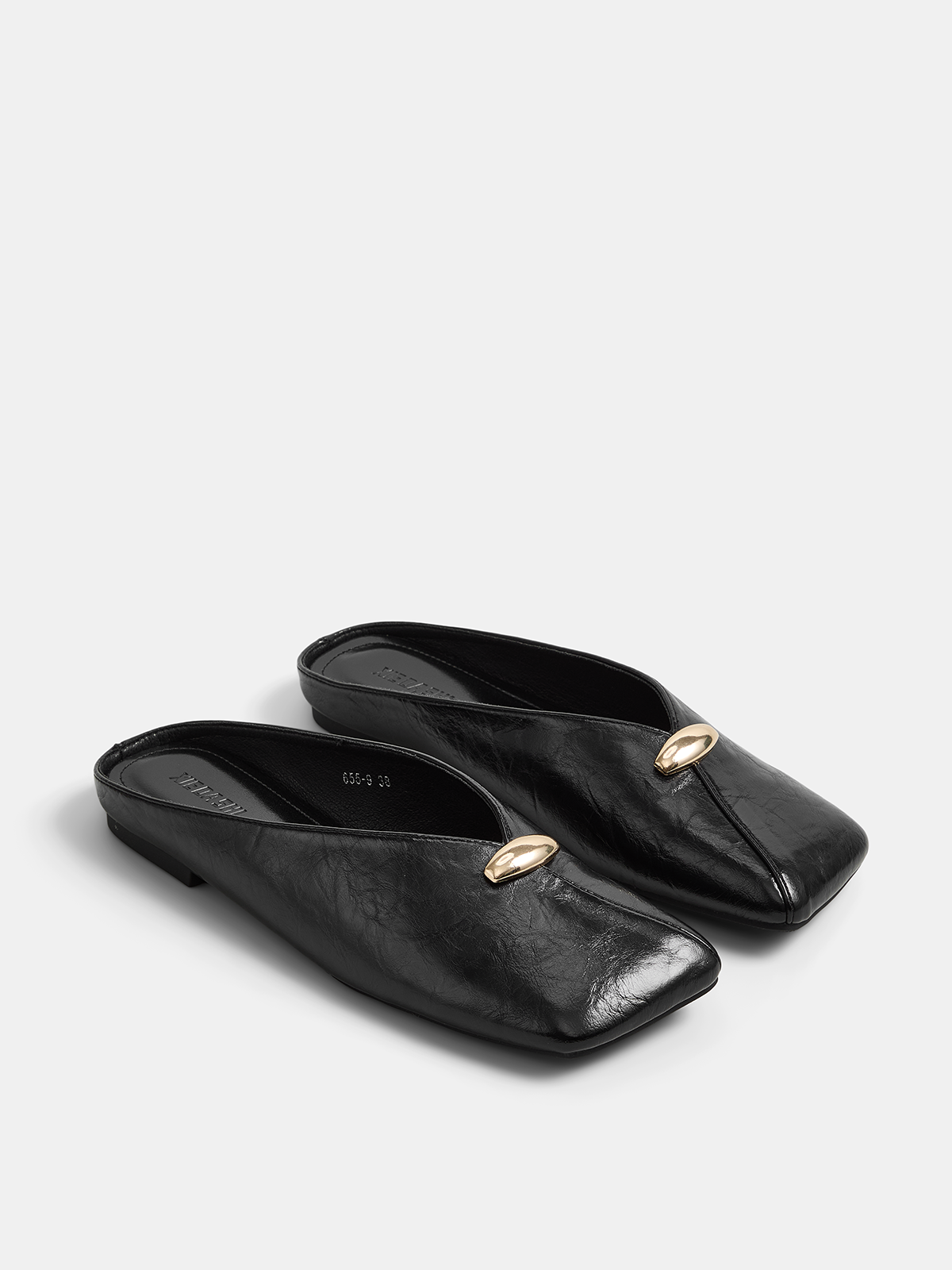 Square Toe Metal Decor Backless Mules for Women, Comfort Slip-On Style
