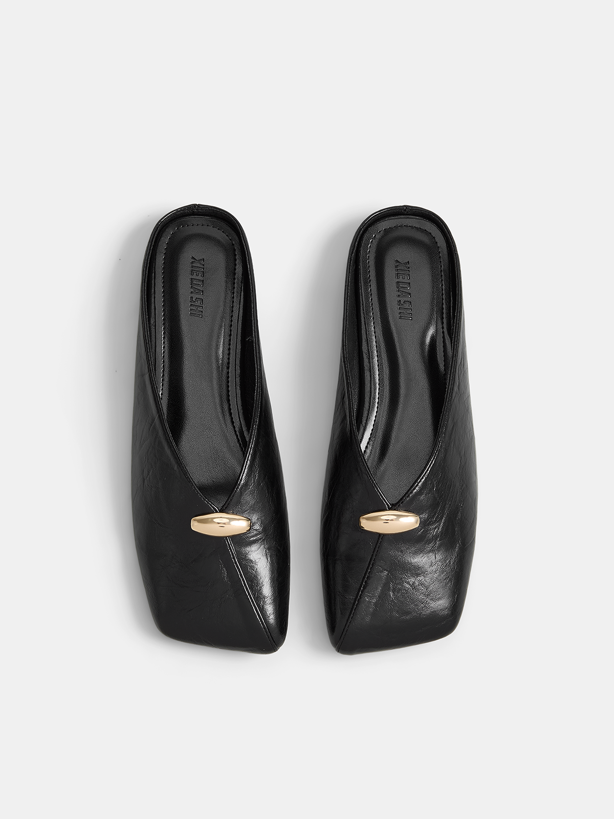Square Toe Metal Decor Backless Mules for Women, Comfort Slip-On Style