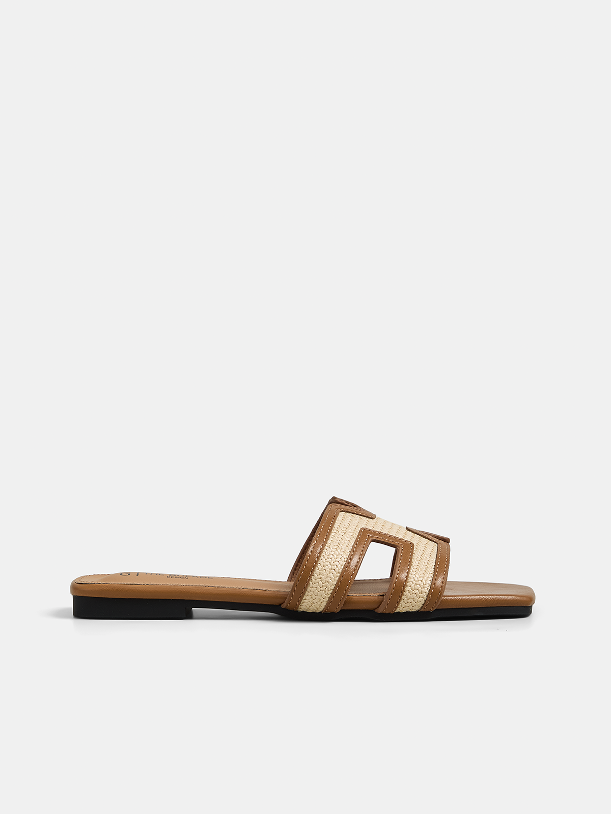 Square Toe H Slide Sandals for Women Comfortable Flat