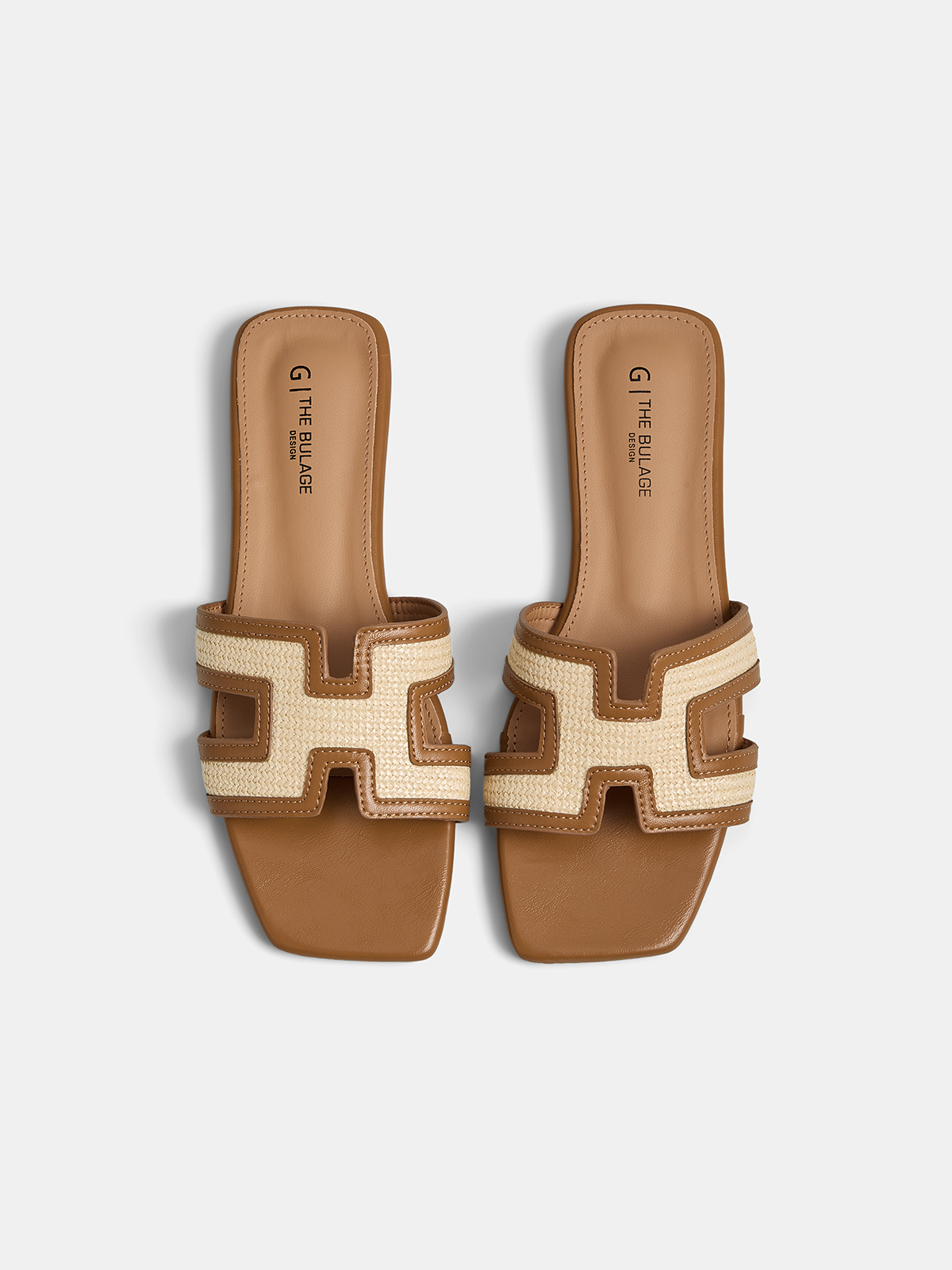 Square Toe H Slide Sandals for Women Comfortable Flat