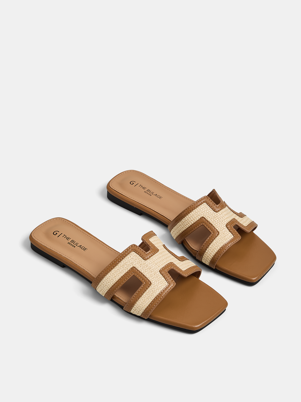 Square Toe H Slide Sandals for Women Comfortable Flat