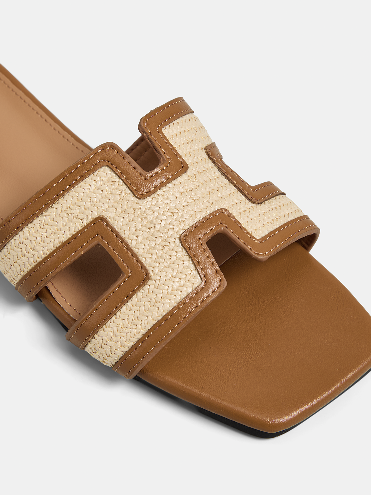 Square Toe H Slide Sandals for Women Comfortable Flat