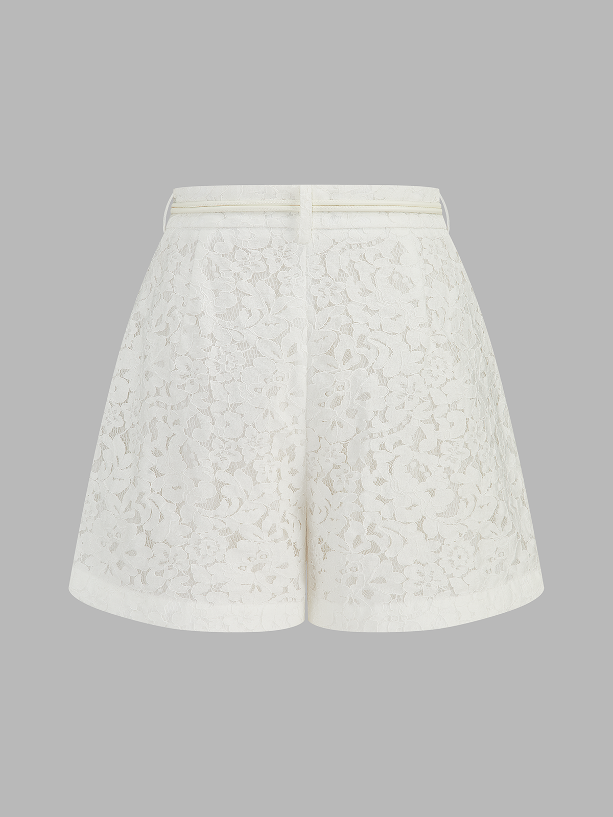 Mid-Waist Belted Lace Shorts for Women Casual Summer Wear