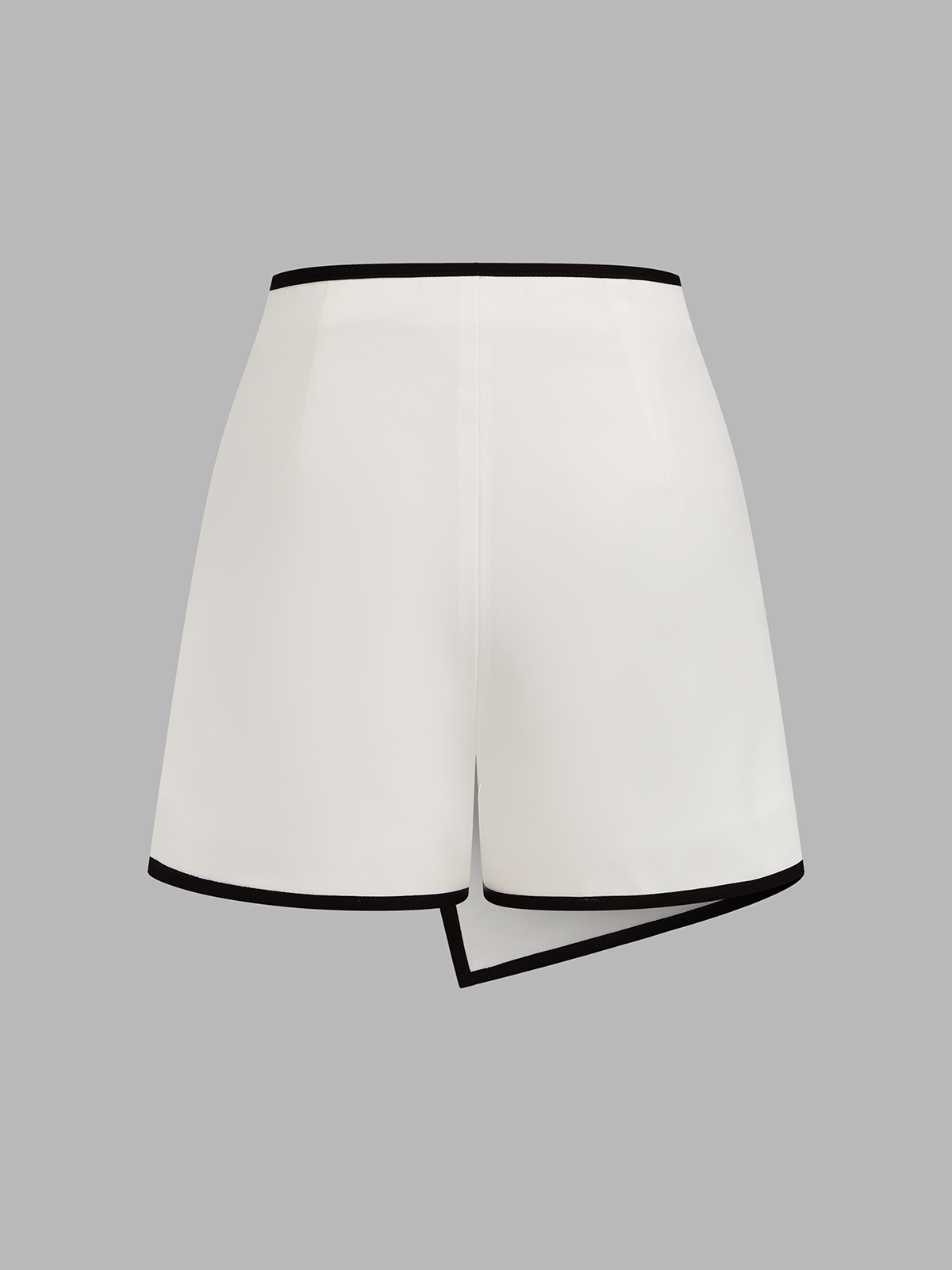 Metal Buckle Contrast Trim Asymmetrical Skort for Women, Fashion Trending Style