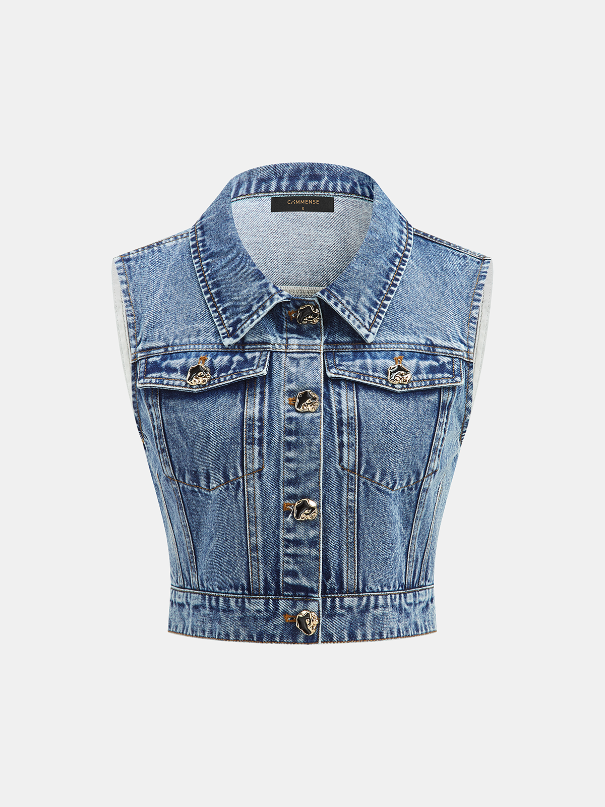"Stylish Denim Crop Vest & Pleated Mini Skirt Set for Women"