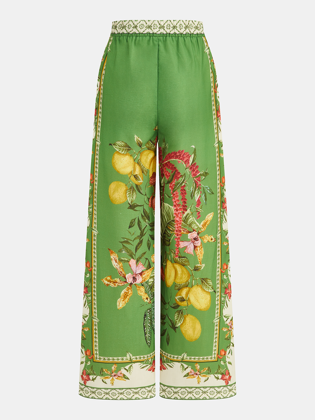 Fruit Floral Print Crop Cami Top & Pants Set for Women Spring/Summer Cotton