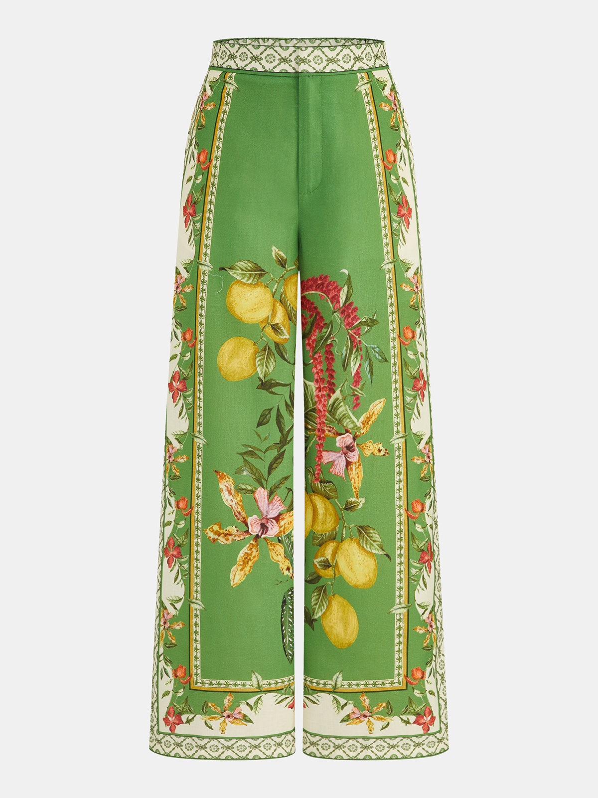 Fruit Floral Print Crop Cami Top & Pants Set for Women Spring/Summer Cotton