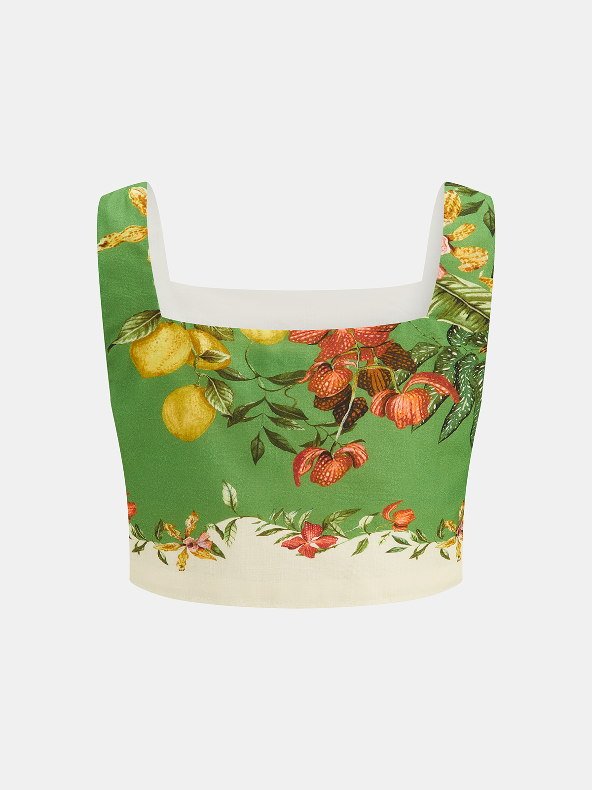 Fruit Floral Print Crop Cami Top & Pants Set for Women Spring/Summer Cotton