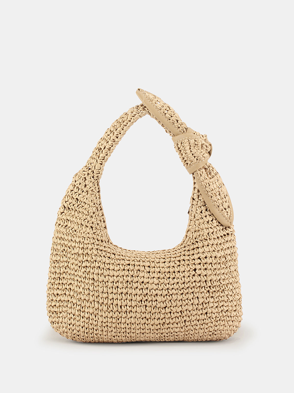 Knotted Handle Straw Hobo Shoulder Bag Lightweight Summer Beach Tote