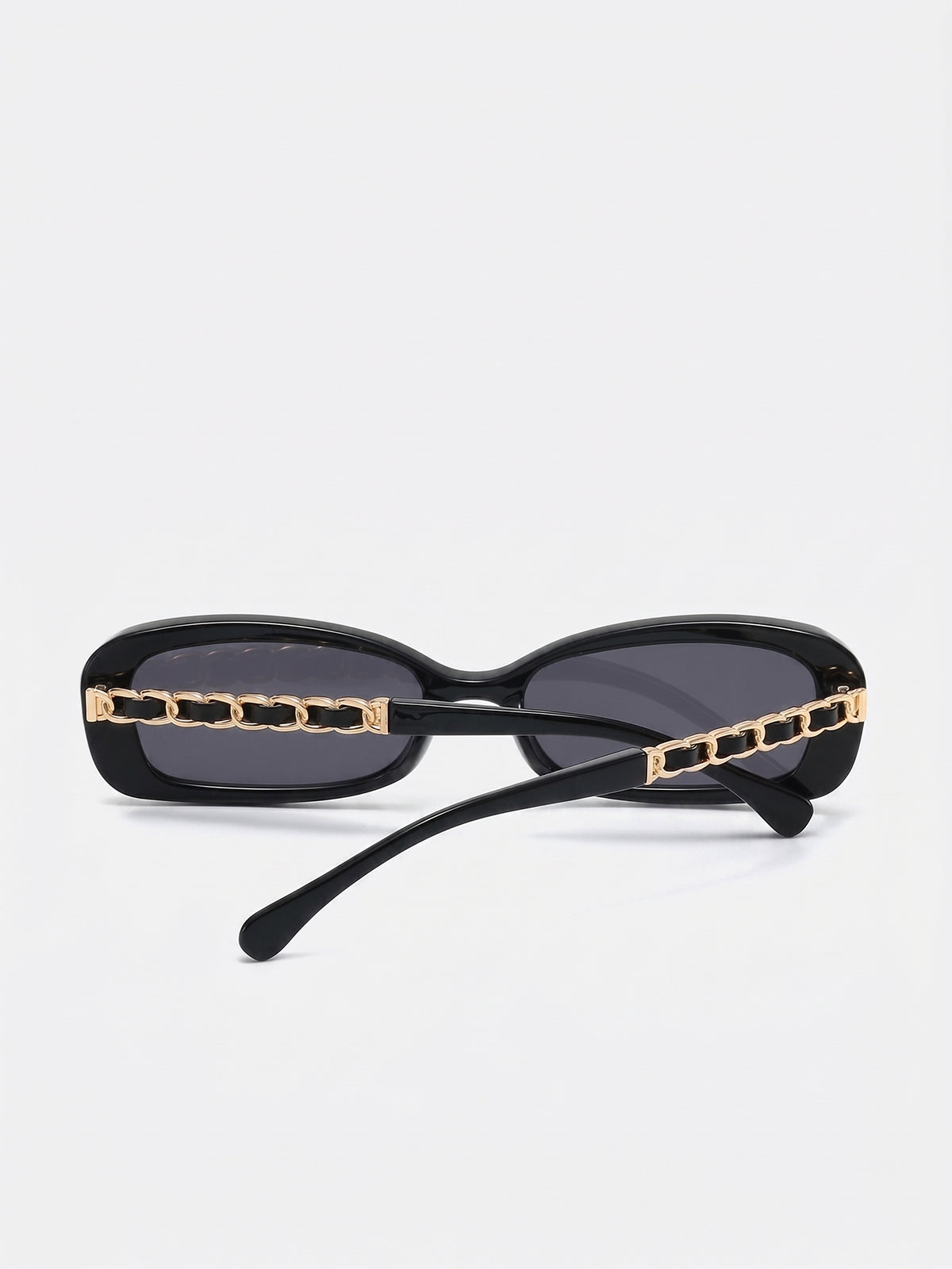 Chain Decor Rectangular Sunglasses with UV Protection Lens