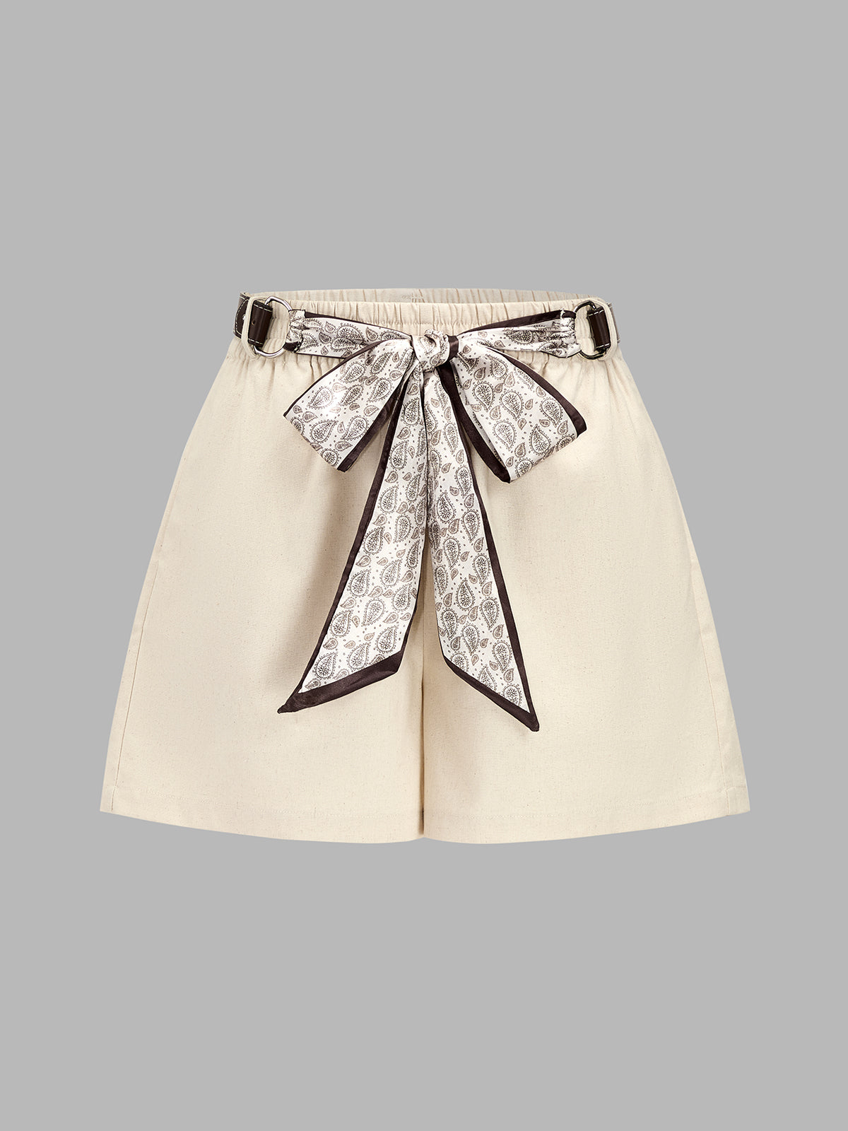 Casual Bow Tie Waist Linen Blend Shorts for Women, Summer Lightweight