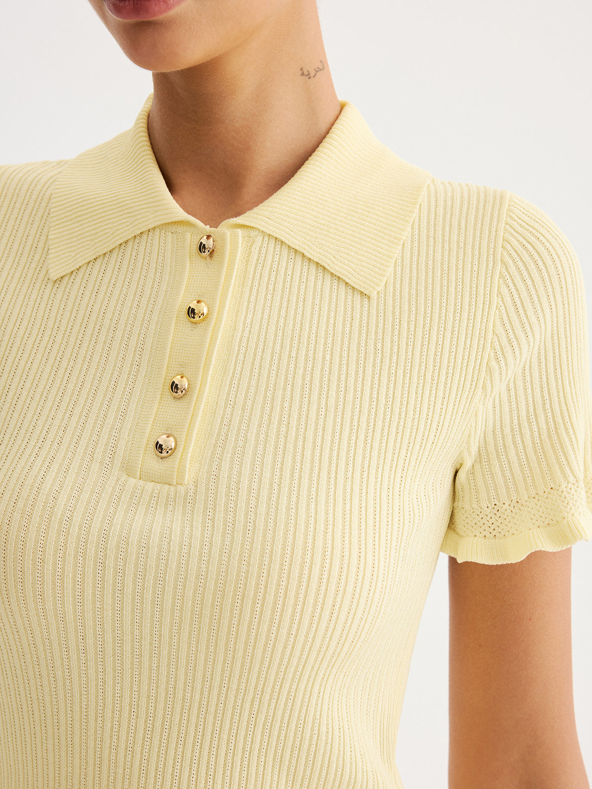 Ruffled Collared Ribbed Knit Top Women’s Elegant Layering