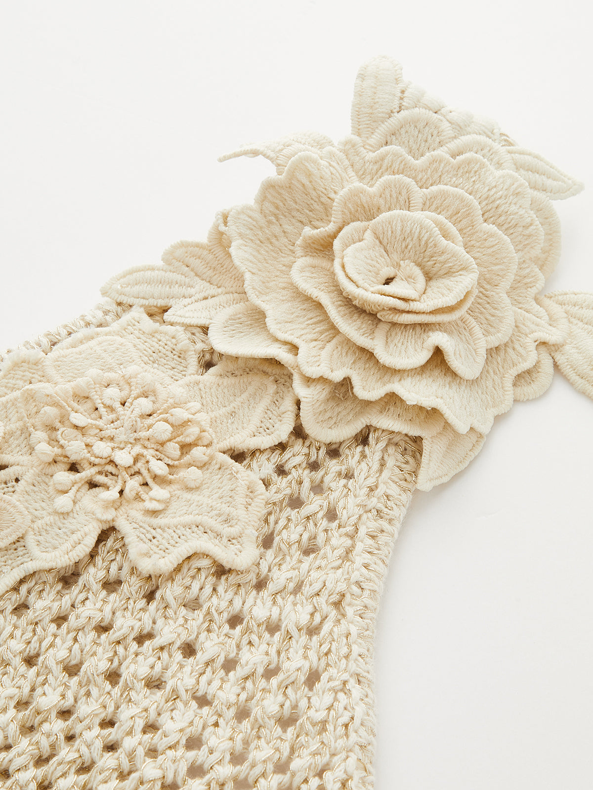 One Shoulder 3D Flower Crochet Top with Elegant Lace Detail