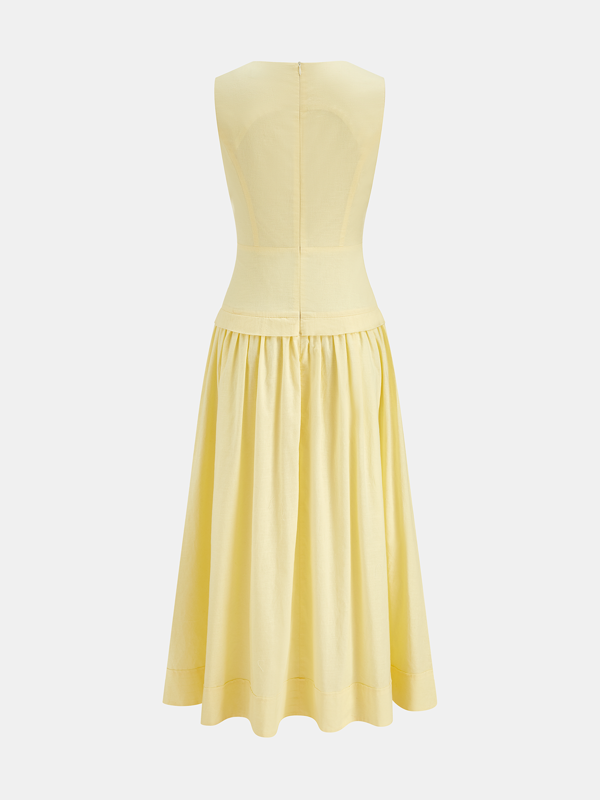 Button Front Sleeveless Cotton Linen Midi Dress for Women Summer Casual