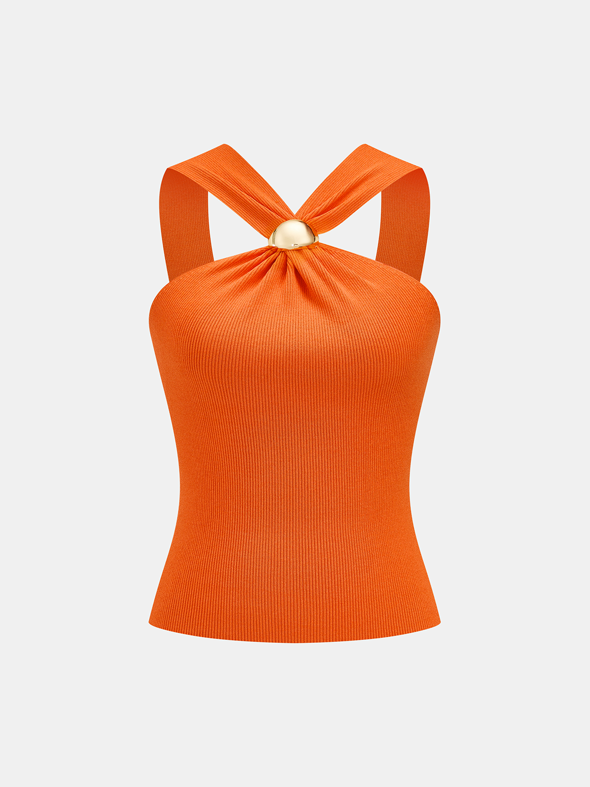 Metal Detail Ribbed Knit Tank Top for Women Comfort Fit
