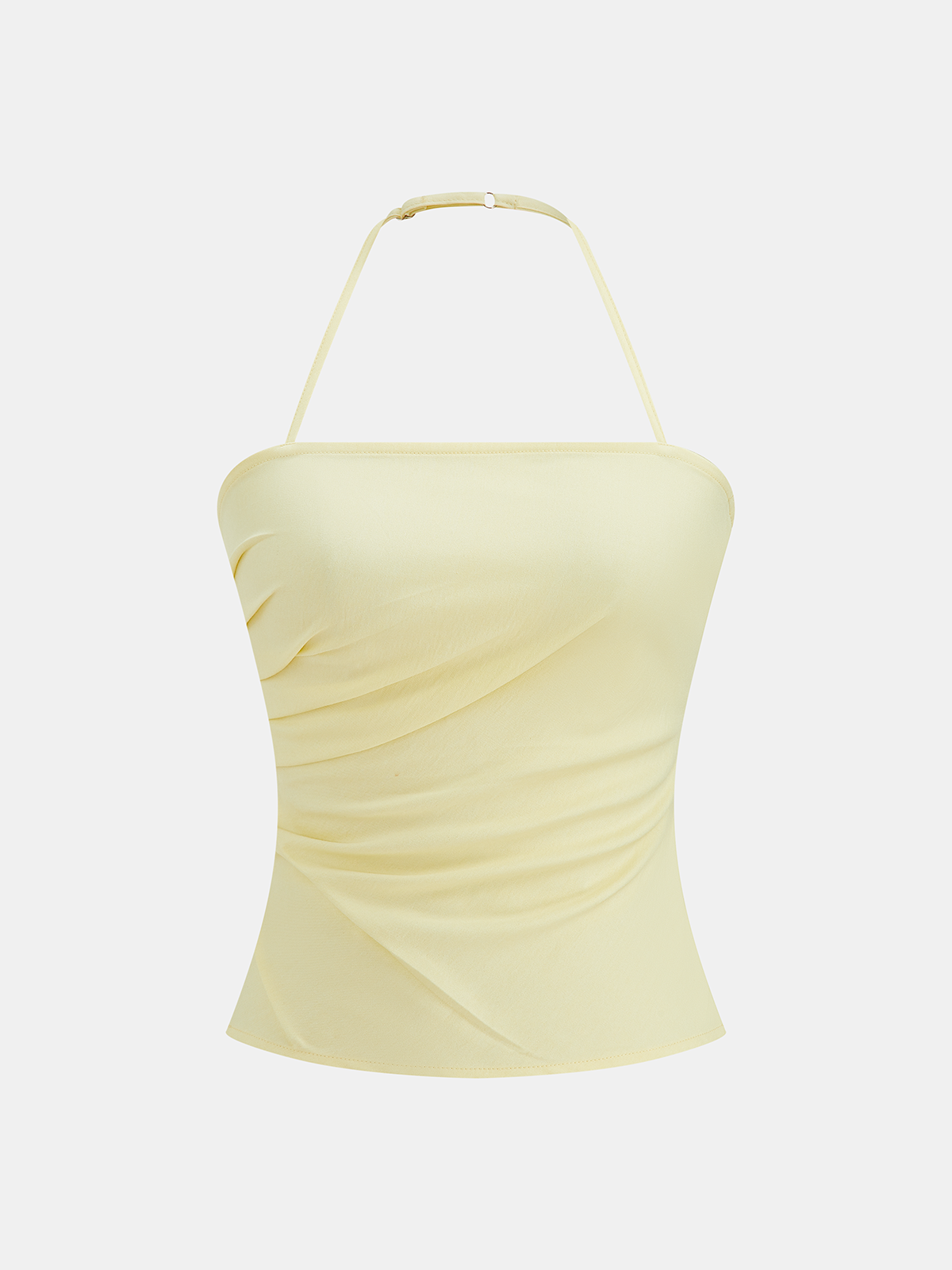 Ruched Halter Top & Wide Leg Pants Set, Elegant Evening Wear Ensemble