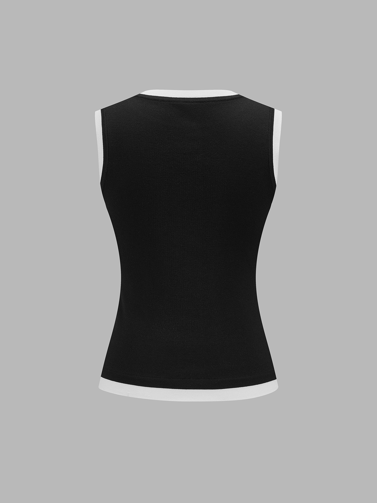 Contrast Trim Button Front Sleeveless Knit Top for Women Lightweight Summer Casual