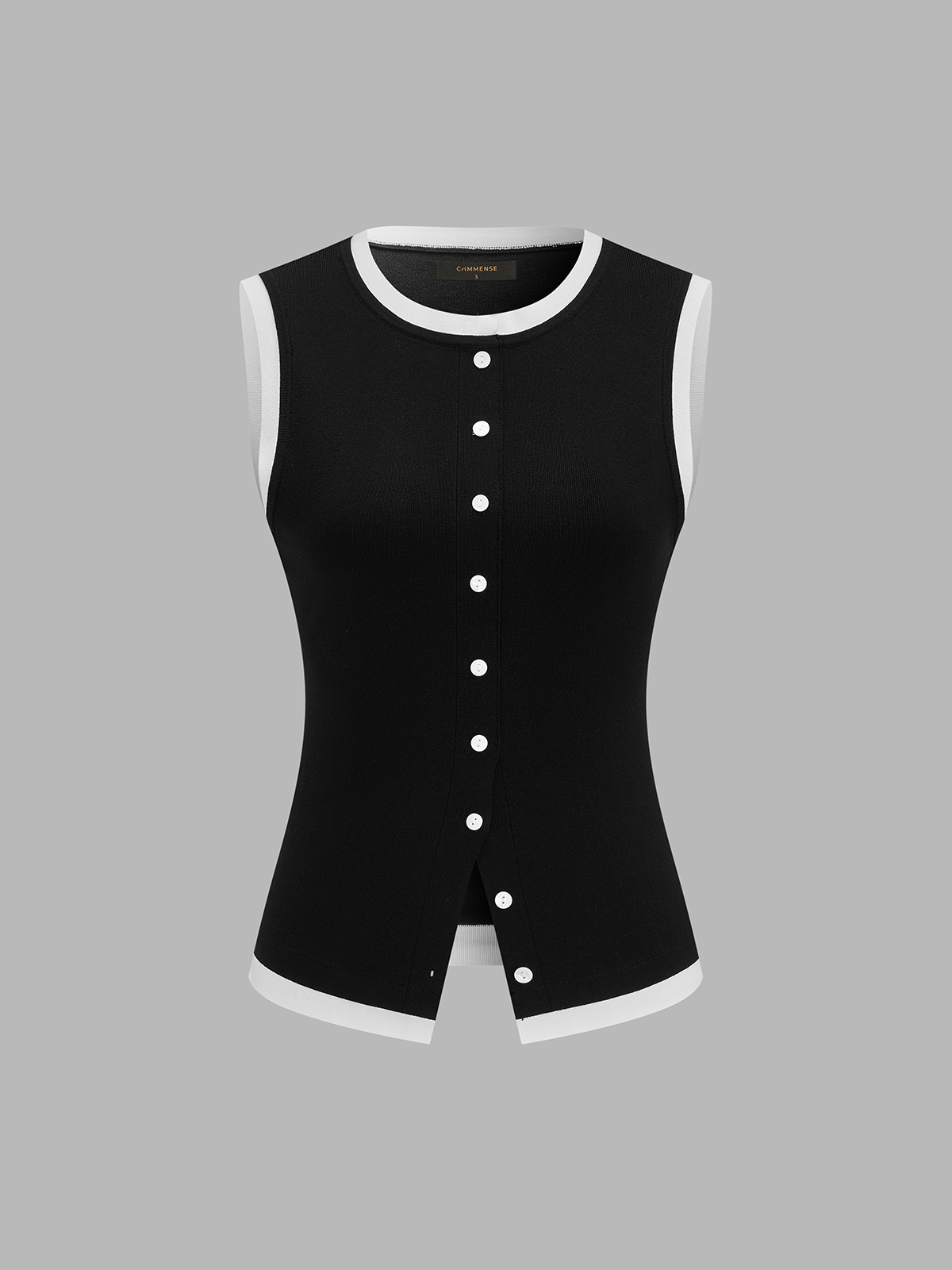 Contrast Trim Button Front Sleeveless Knit Top for Women Lightweight Summer Casual