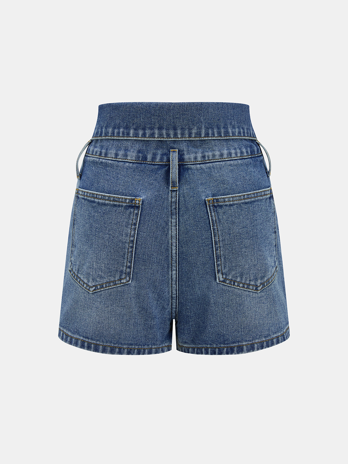 Fold Over Waistband Metal Button Denim Shorts for Women Casual Summer