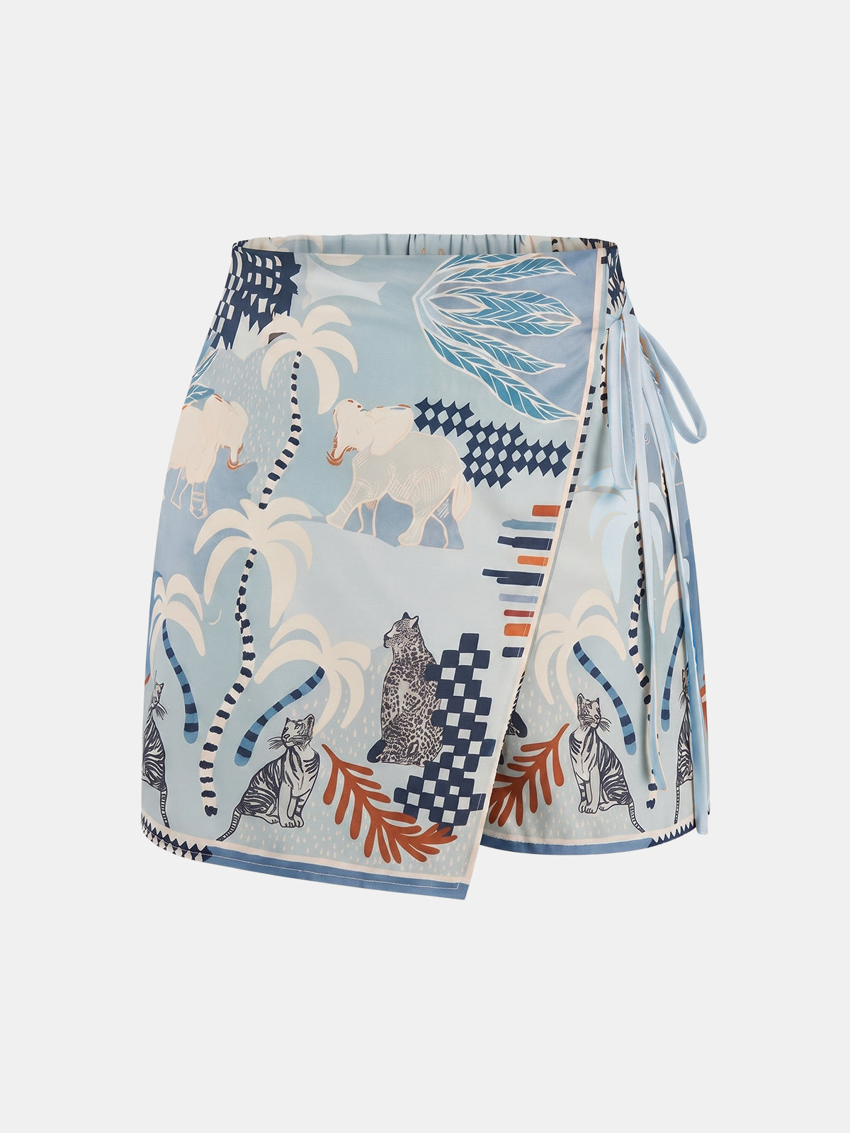 Animal Print Tie-Waist Wrap Skort with Comfort Fit Design