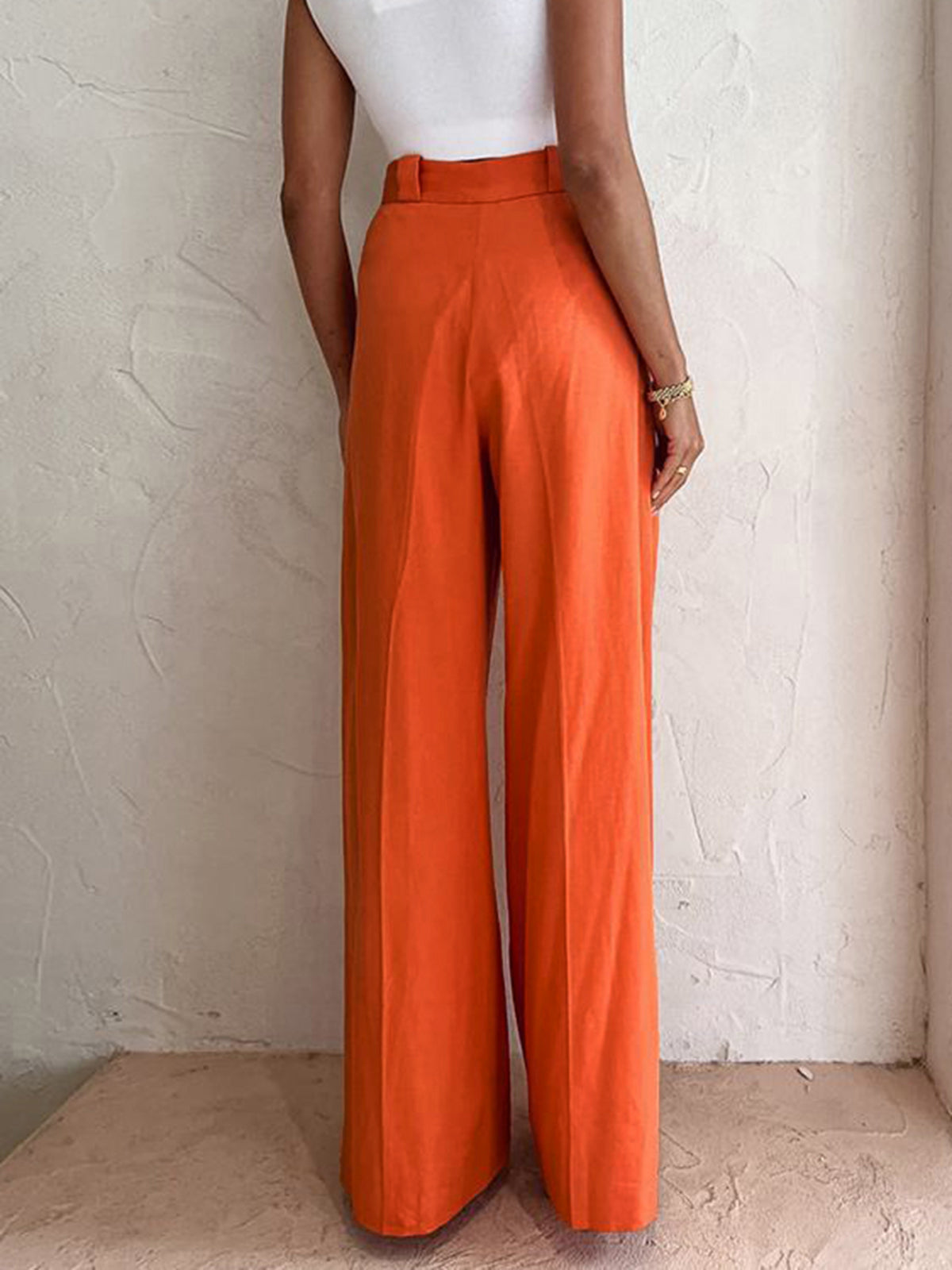 Relaxed Fit Vitamin C Linen Cotton Wide Leg Pants for Women Comfortable Summer Fashion