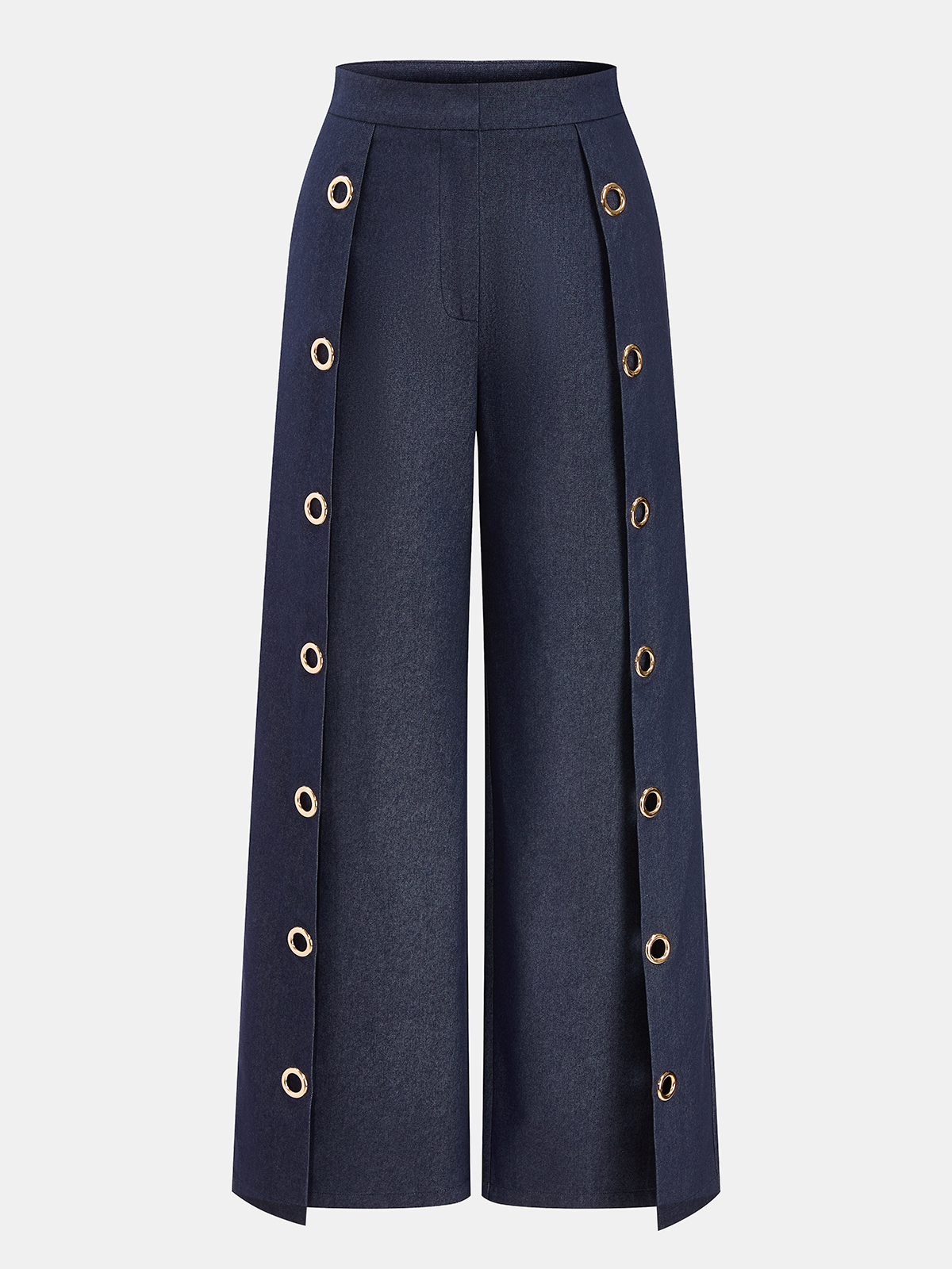 Eyelet Detail Wide Leg Pants for Women Spring Fashion
