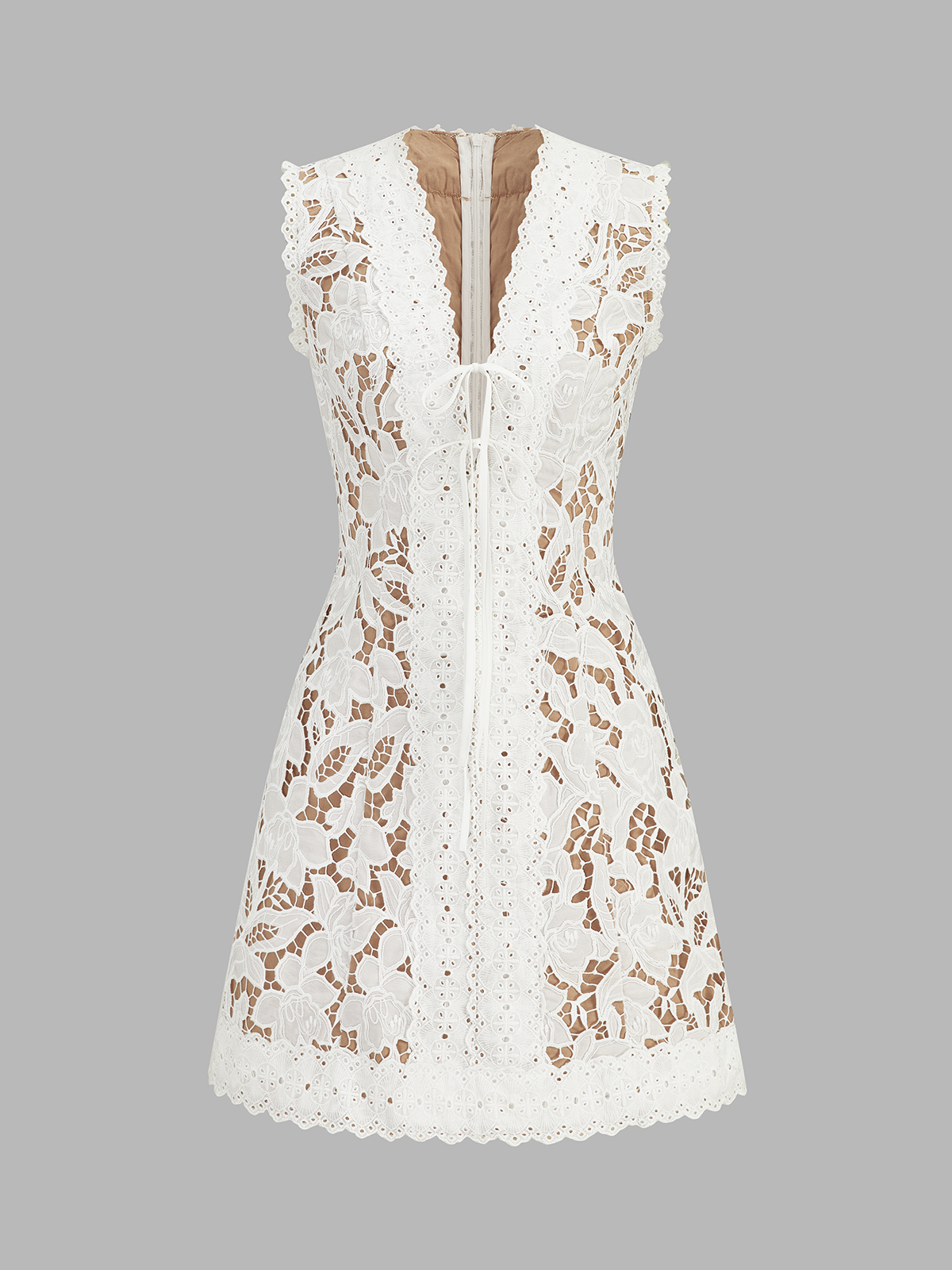Sleeveless V Neck Lace Mini Dress Elegant Floral Cocktail