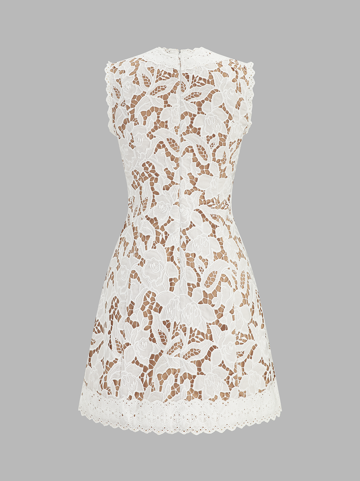 Sleeveless V Neck Lace Mini Dress Elegant Floral Cocktail