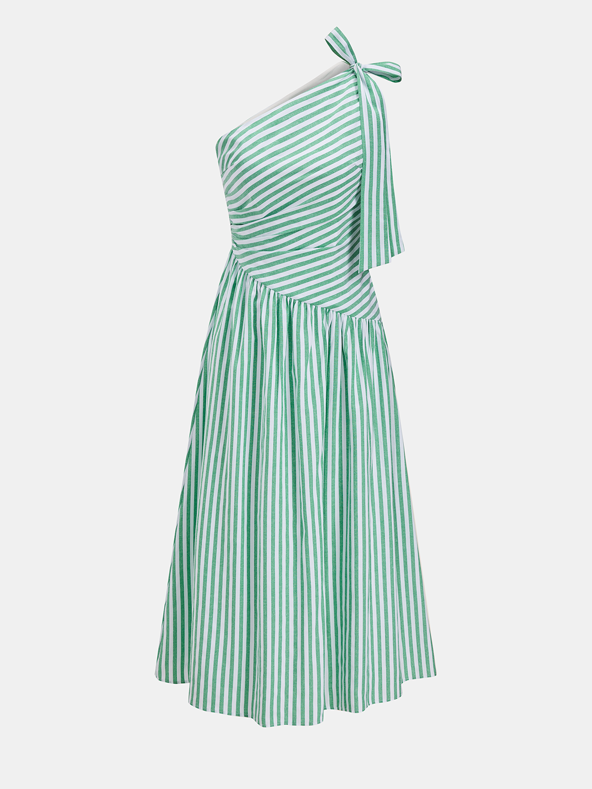 Striped One-Shoulder Maxi Dress with Side Slit Detail