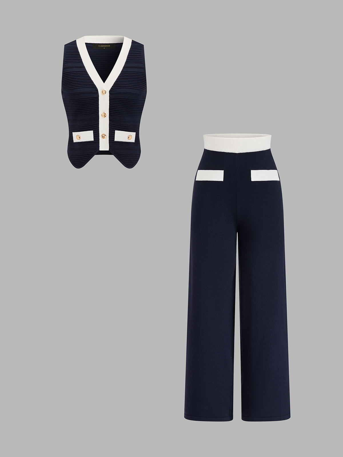 Contrast Trim Stylish Women's Knit Co-Ord Lounge Set