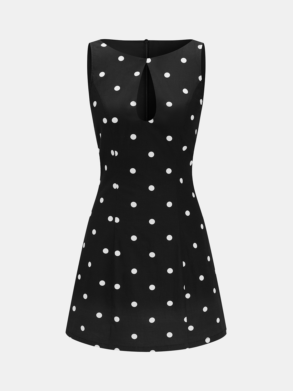 Polka Dot Keyhole Neck Sleeveless Cotton Dress for Women Summer Chic
