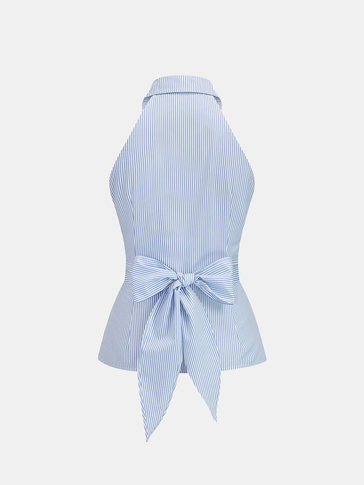 Back Bow Striped Halter Neck Blouse Women's Summer Casual Top