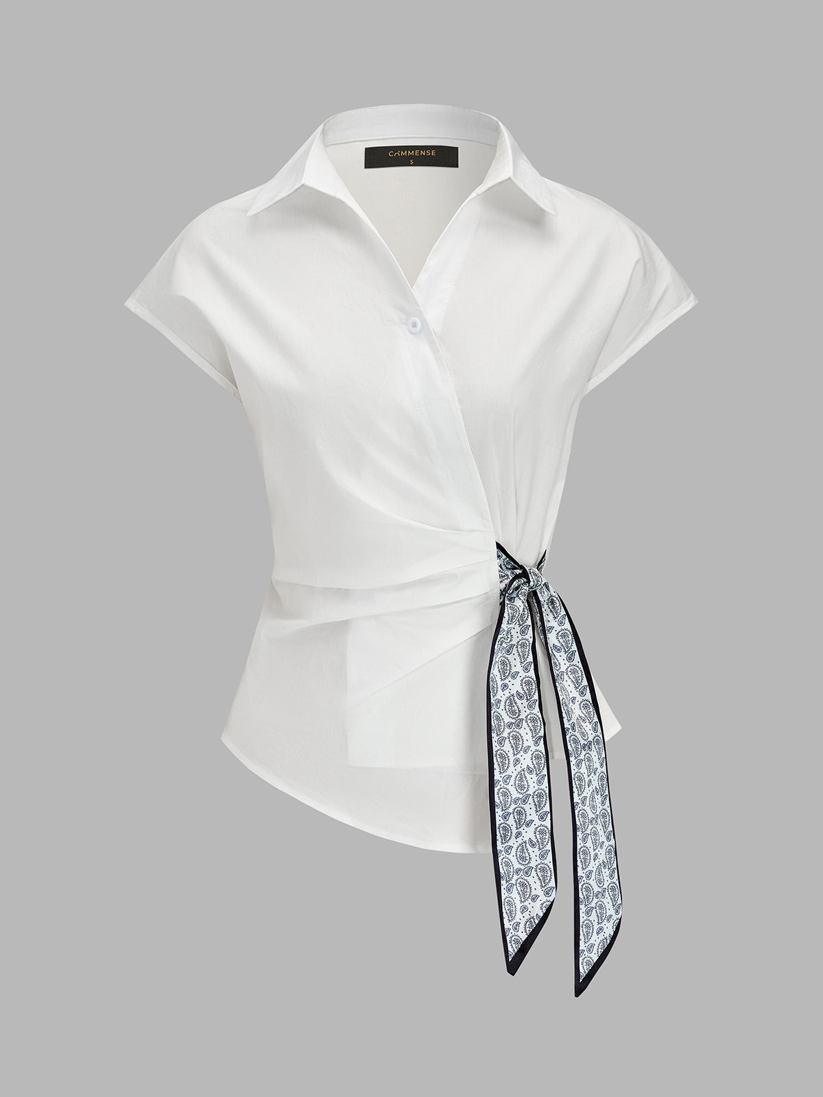 Paisley Tie-Waist Wrap Blouse Floral Print Lightweight Comfort