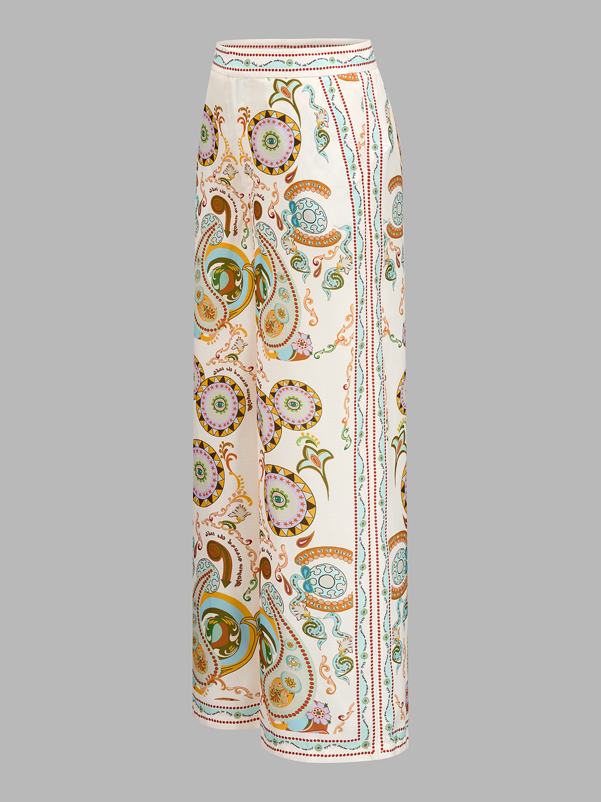 Bohemian Paisley Print Wide Leg Pants Comfortable High Waist Design