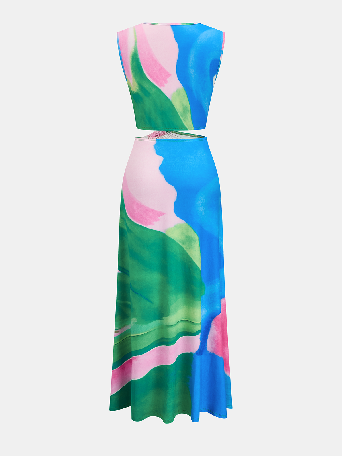 Twist Cutout Sleeveless Tie Dye Maxi Dress for Women Summer Casual