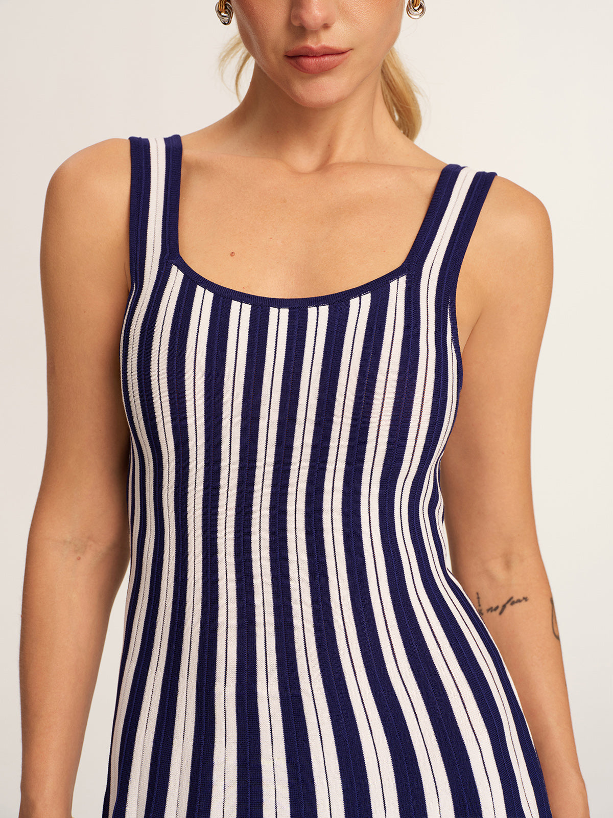 Striped Sleeveless Knit Tank Dress for Women Summer Casual