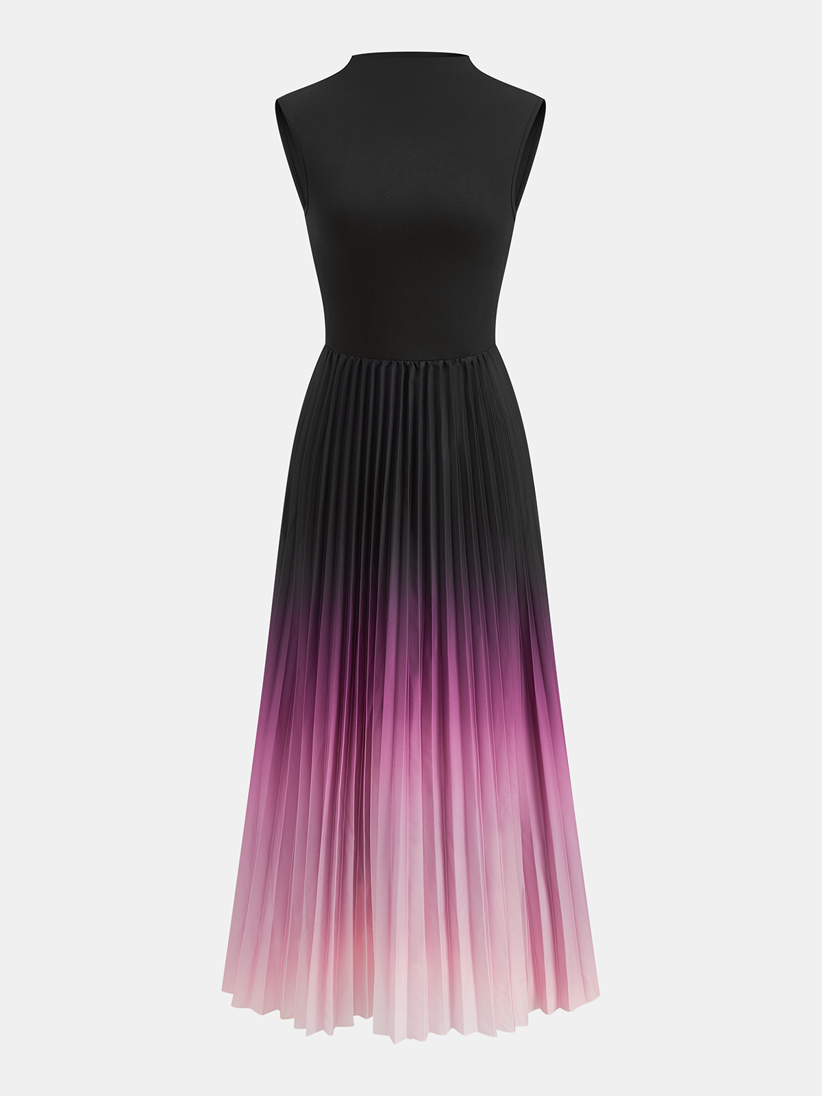 Sleeveless Pleated Gradient Midi Dress for Women Summer Casual