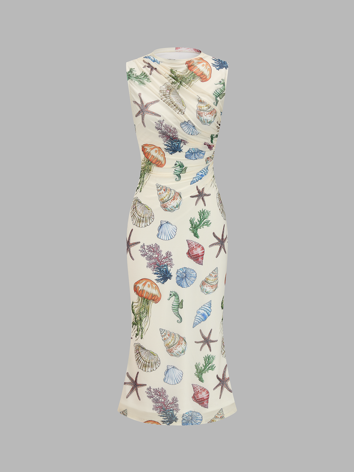 Gradient Mesh Backless Maxi Dress with Elegant Draped Design