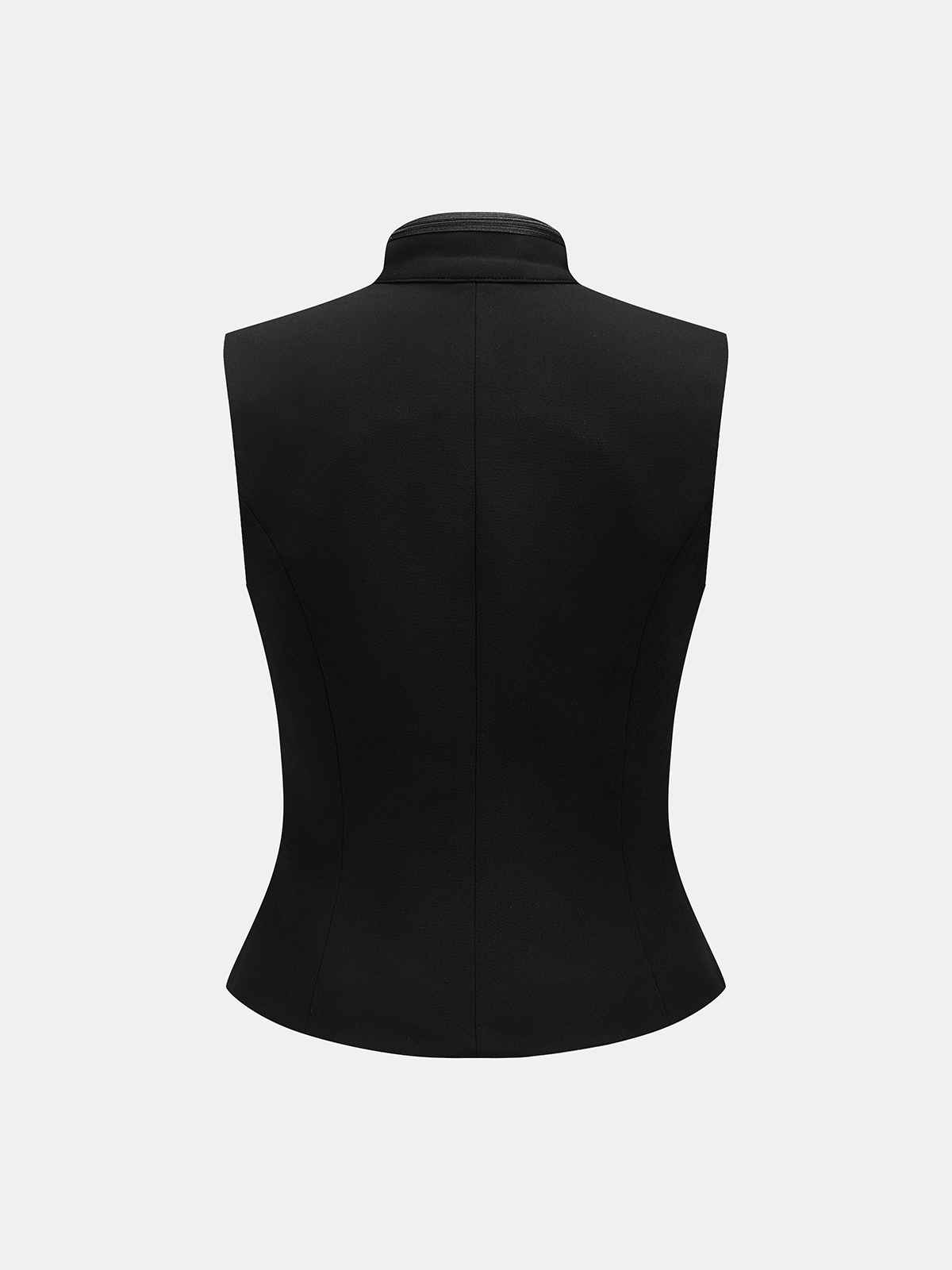 Napoleon Metal Detail Mandarin Collar Zipper Vest with Adjustable Straps and Side Pockets