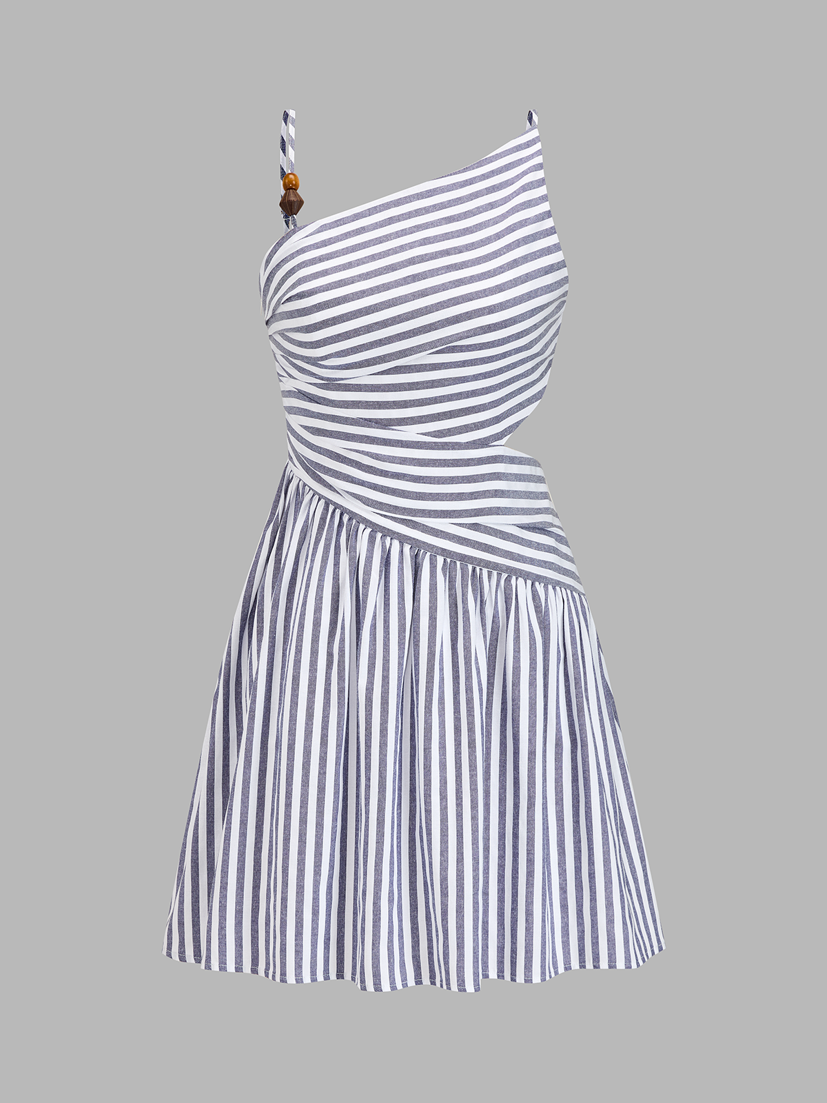 Beaded Striped Asymmetrical Cutout Mini Dress for Evening Party