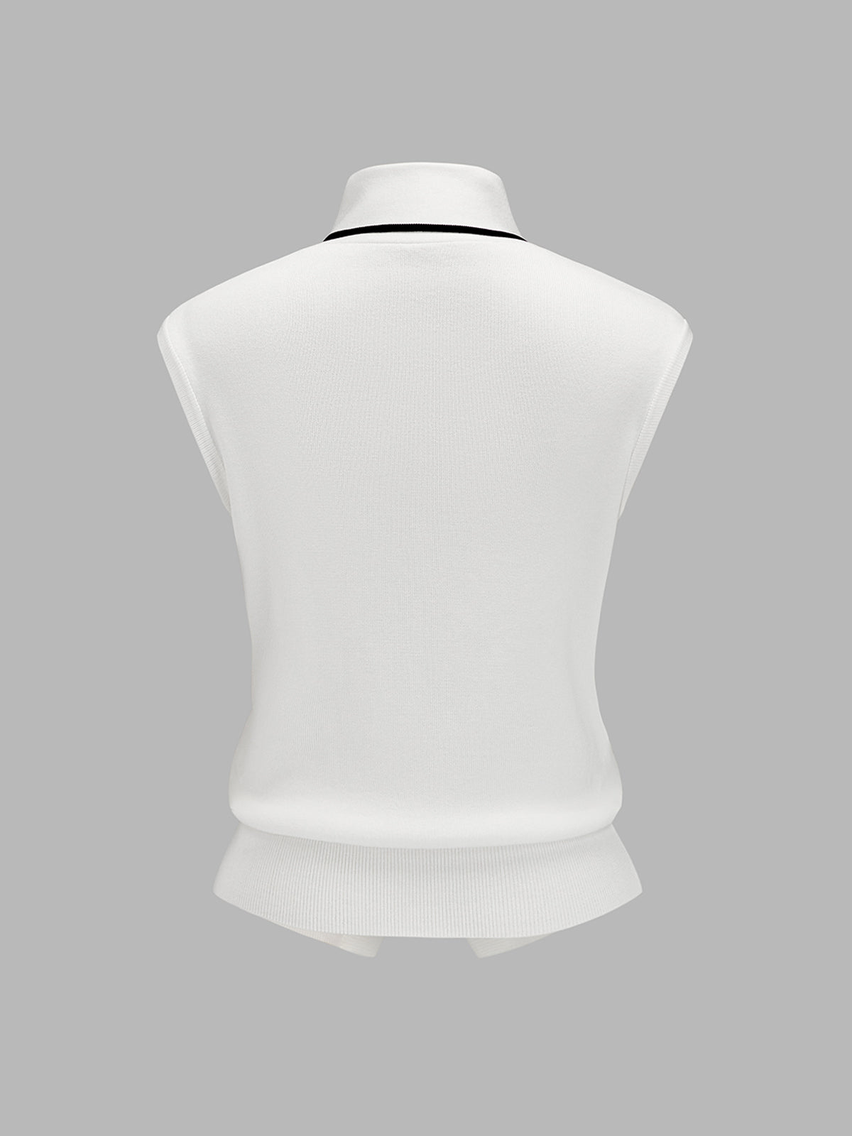 Contrast Trim Tie-Neck Knit Sleeveless Top for Women, Casual Summer Wear