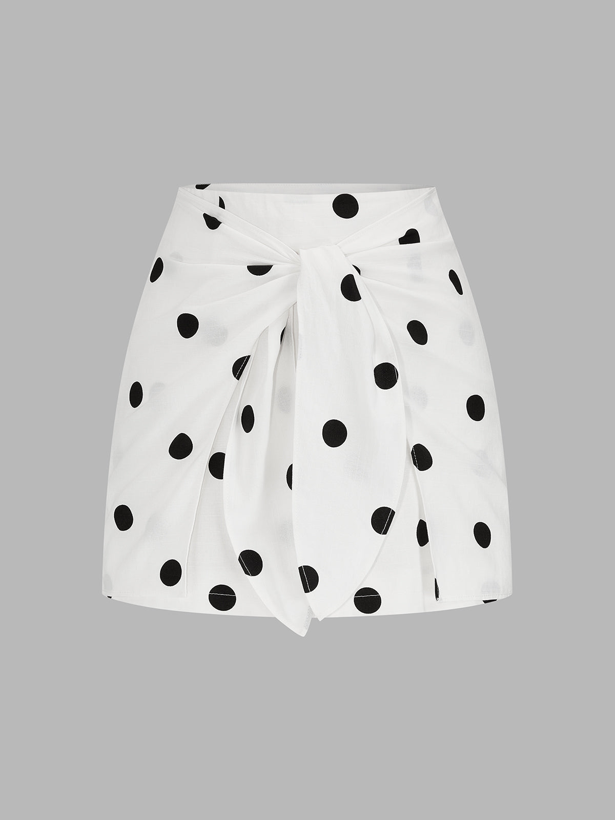 Square Neck Polka Dot Top & Mini Skirt Set with Ruffled Detailing