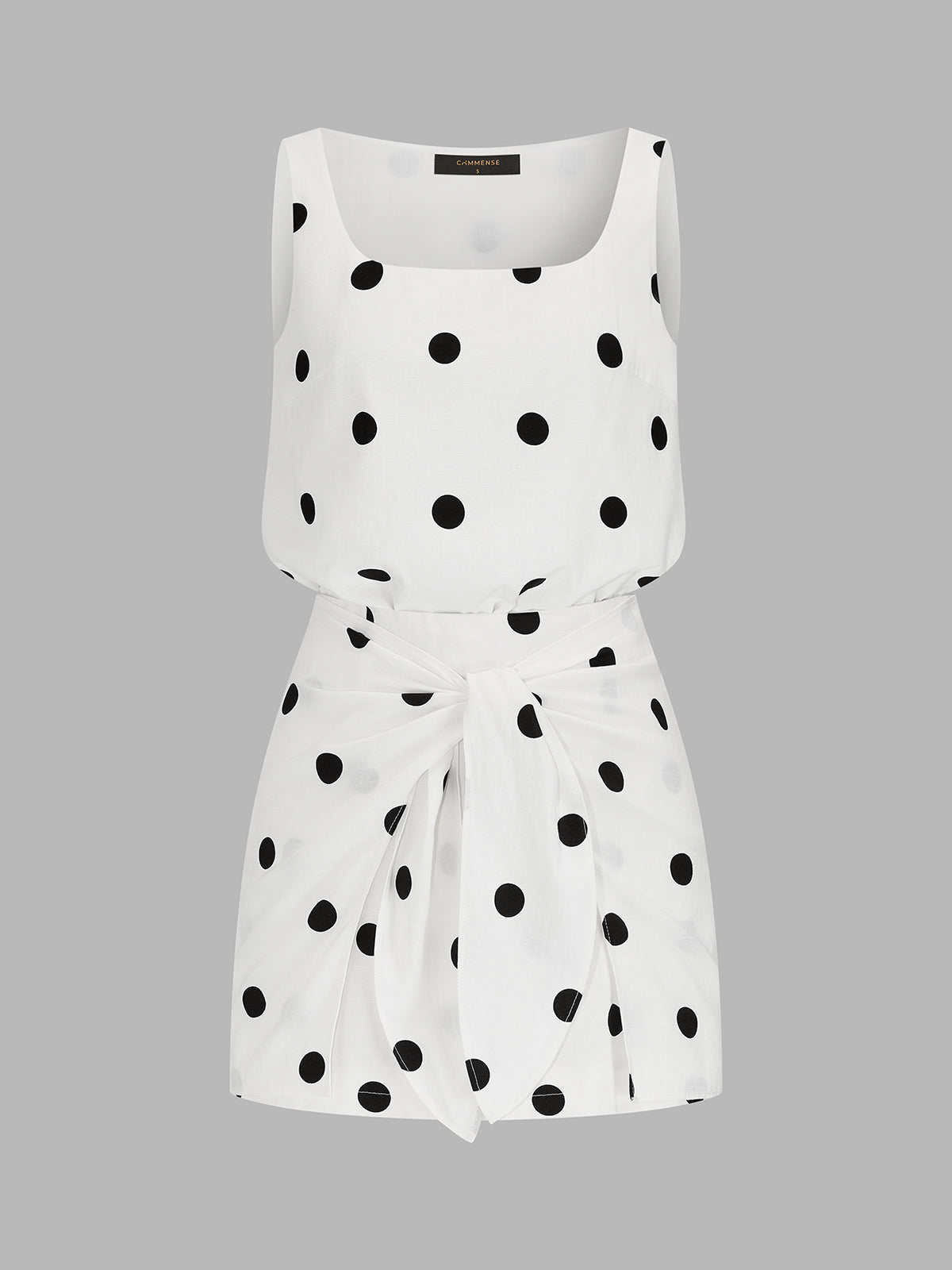 Square Neck Polka Dot Top & Mini Skirt Set with Ruffled Detailing
