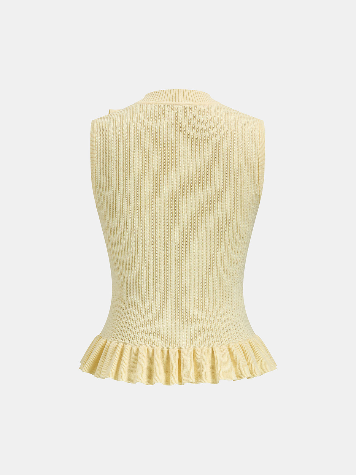 Ribbed High Neck Ruffle Sleeveless Top - Women's Casual Fashion Essential