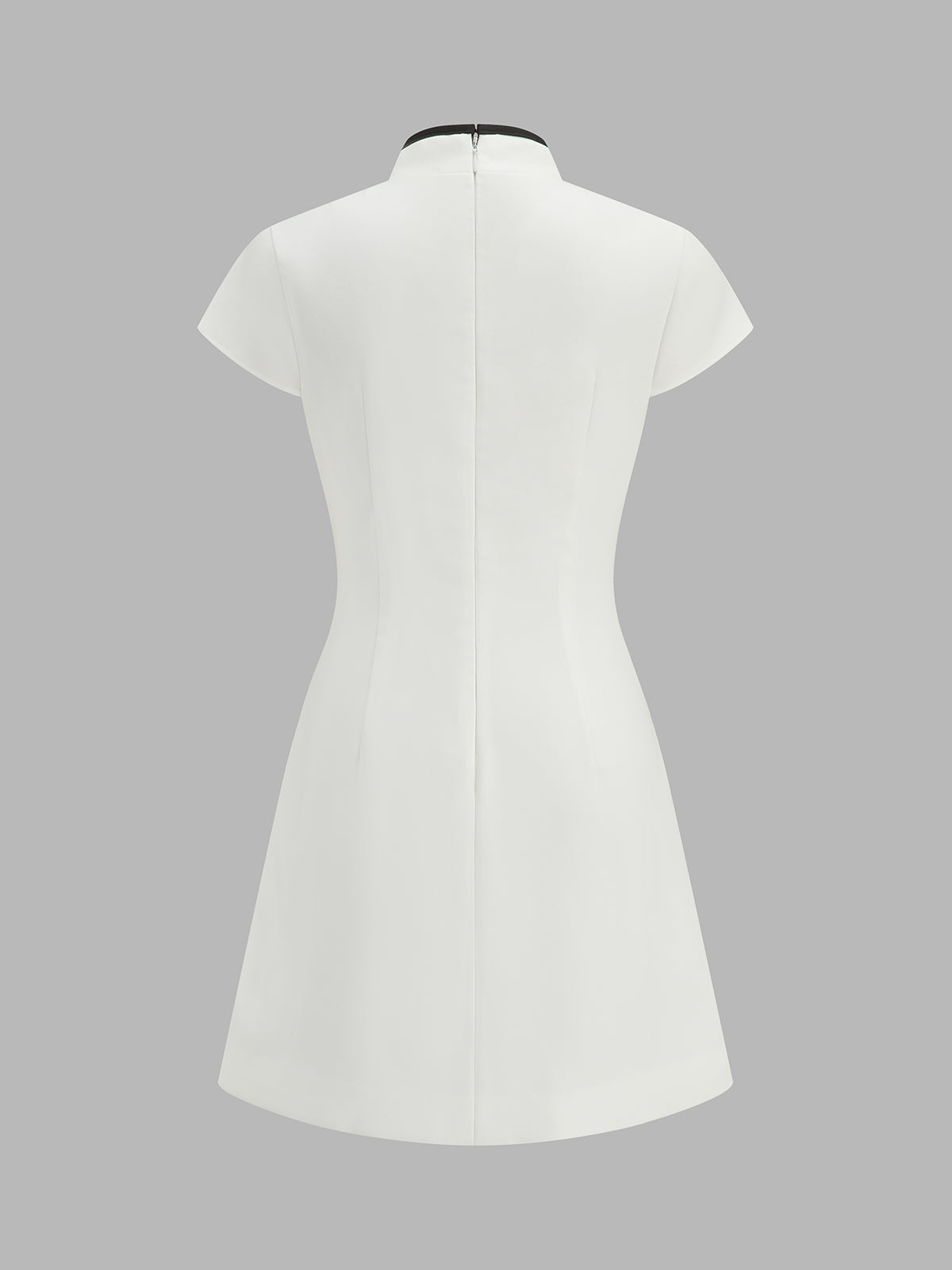 Mandarin Collar Contrast Piping Mini Dress for Women Casual Party Wear